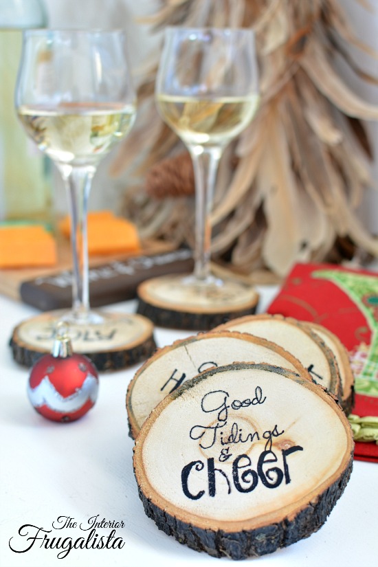 6 Funny DIY Holiday Cocktail Wood Slice Coasters