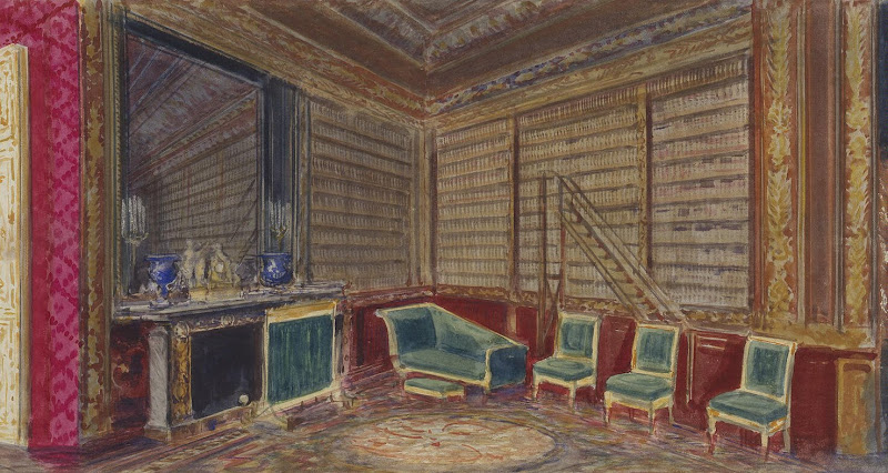 Rolled Panorama: The Visit of Emperar Nicholas II to France in September 1901. Detail: The Library of Nicholas II in the Compiegne Chateau by Pavel Yakovlevich Pyasetsky - History Drawings from Hermitage Museum