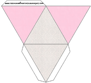 Pink, Lilac y Grey Free Printable Pyramid Box. 