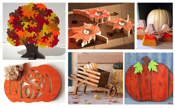 Easy beginner woodworking projects for fall.  Autumn pumpkins and leaves make for great autumn building projects
