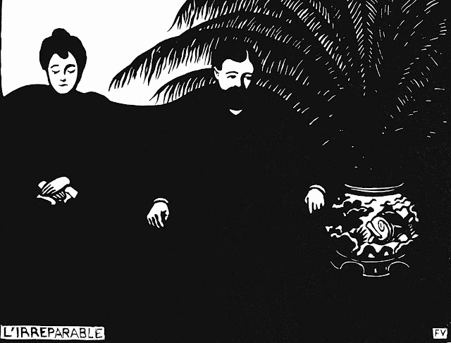 a Felix Vallotton wood cut print of a separating or divorcing couple