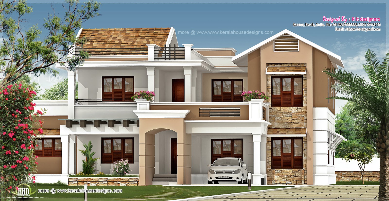 New villa exterior design in 3740 sq.feet | Home Kerala Plans