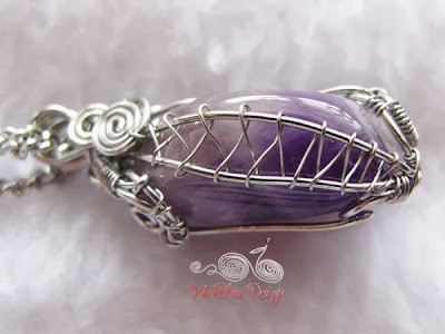 Wire Wrap Amethyst Pendant Right side View by WireBliss