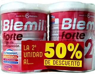 BLEMIL plus  forte 2 leche infantil 800 gr.PACK 2Un, -50% DESCUENTO en 2ªun