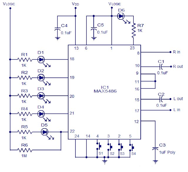 Circuit de commande de volume numérique avec MAX5486