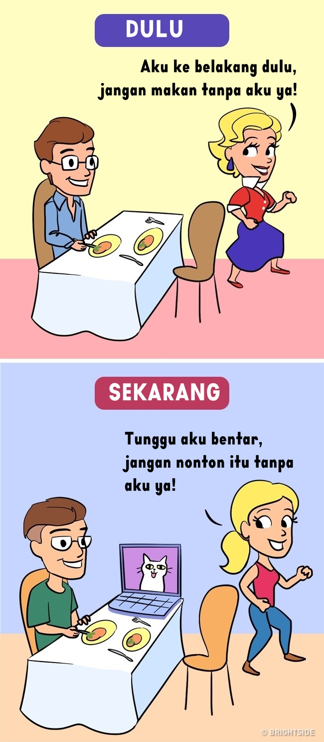 11 Meme Ilustrasi Dulu VS Sekarang Ini Buktikan Gaya Hidup