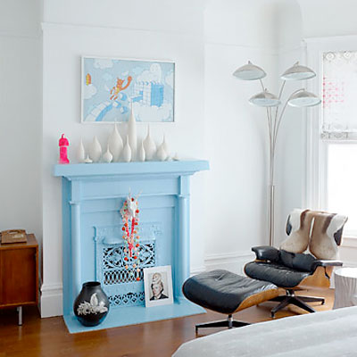 Blue fireplace