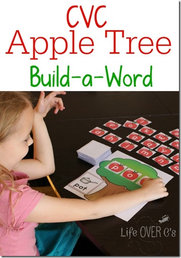FREE! CVC Apple Activity for Kids - This is such a fun way for Preschool and Kindergarten age kids to practice sight words with a fun, hands on fall activity for kids (homeschool)