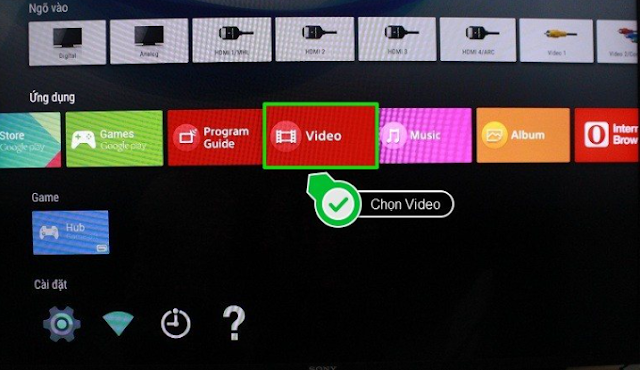 Chọn Video trong mục Ứng dụng