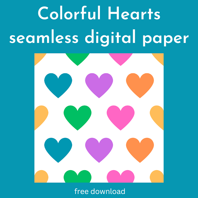 Colorful Hearts seamless digital paper - free download