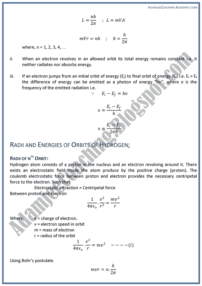 The-Atomic-Spectra-Theory-Notes-Physics-XII