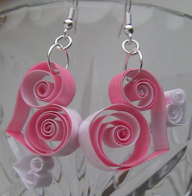 handmade heart shape quilling earrings - quillingearringsdesigns