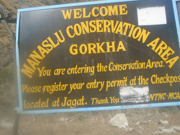 Manaslu trekking Check point of the Jagat SirdibasJagat is the manaslu restriction permit check point. 