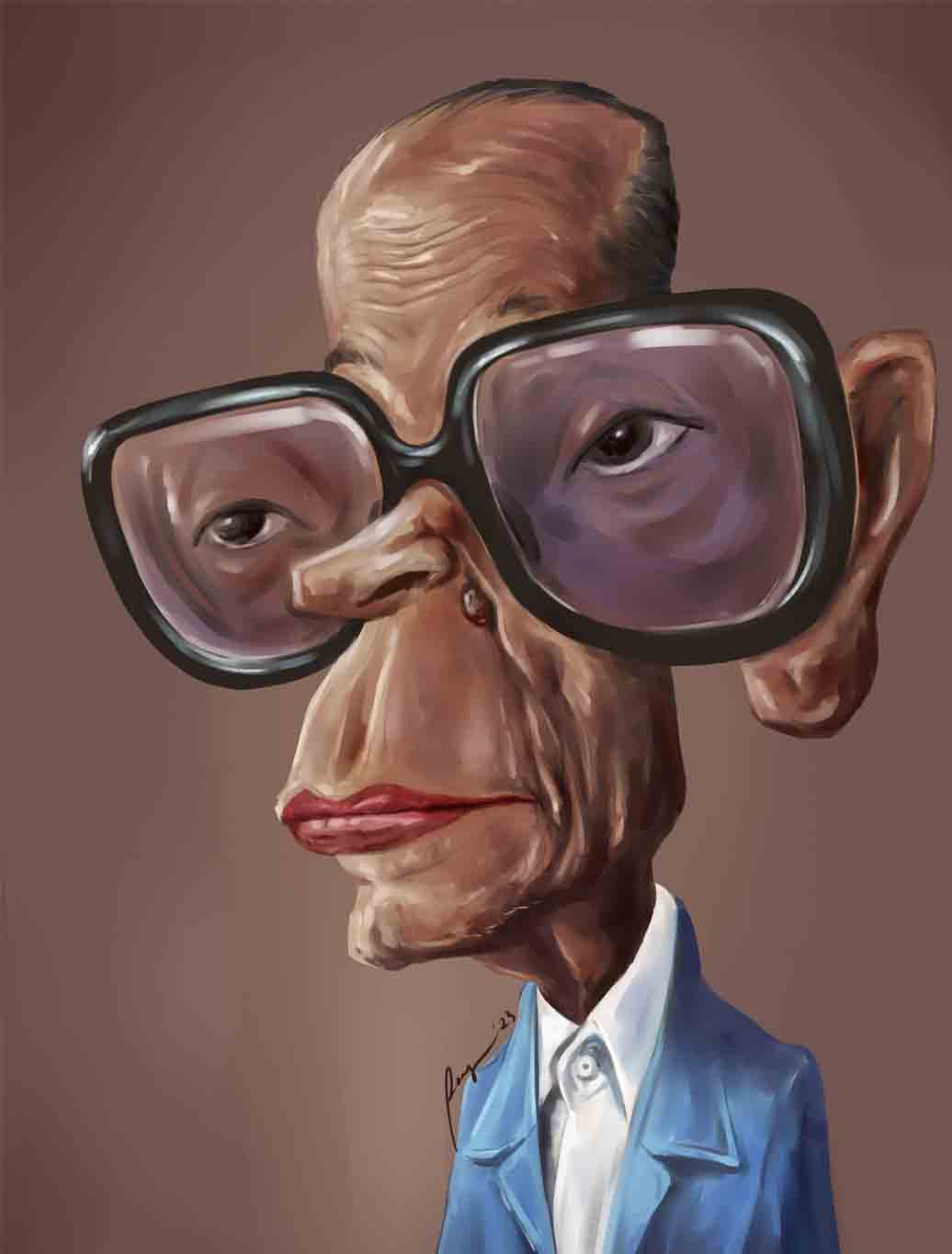 Naguib Mahfouz .. Caricature by Dedy Ronggo - Indonesia