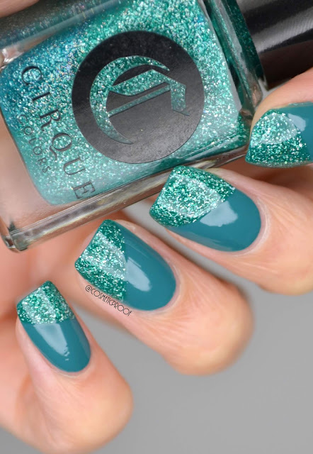 Teal Glitter Nails