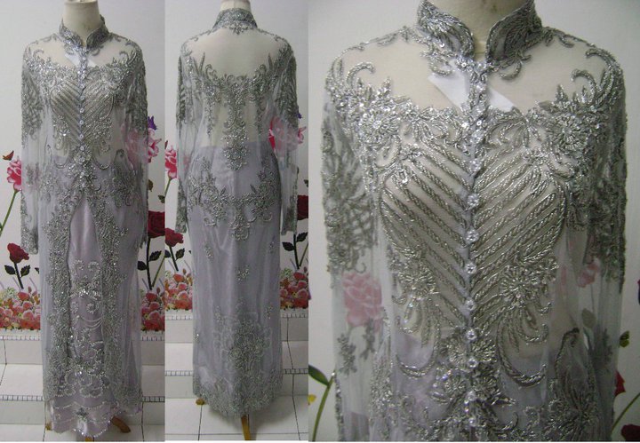  BAJU PENGANTIN KEBAYA SULAM KEBAYA INDAH SILVER BAJU 