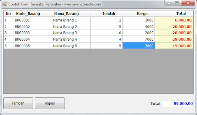 Download Source Code Contoh From Transaksi Penjualan VB .NET