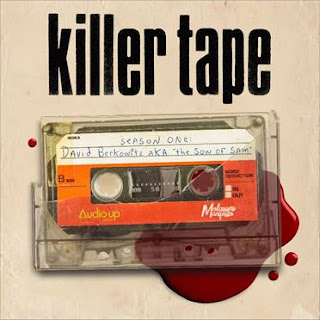 Graphic of an old eight-track tape with blood on it.