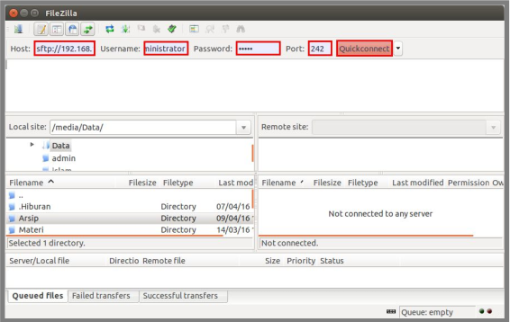 Transfer file dengan SFTP di Debian