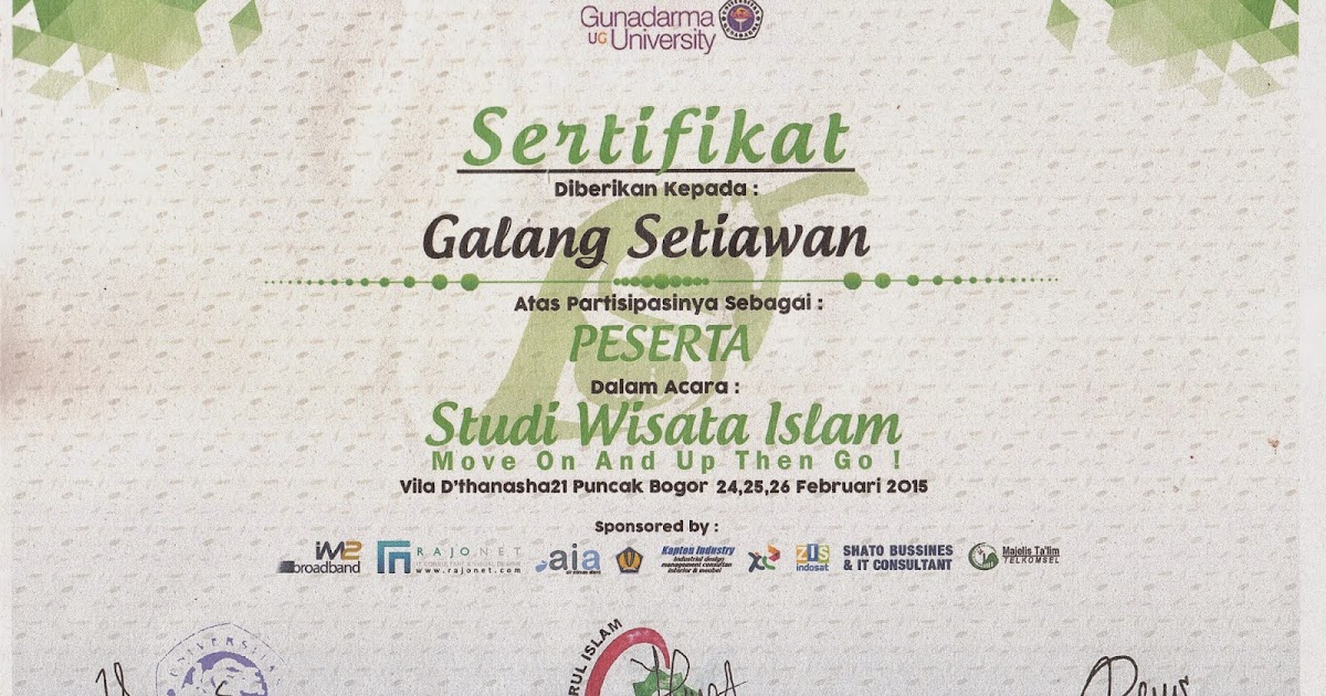 ♠Sharing With Me♠: SERTIFIKAT STUDI WISATA ISLAM 2015
