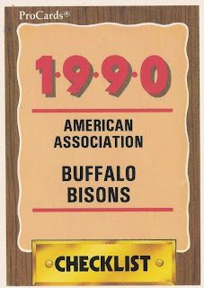 Buffalo Bisons 1990 checklist card