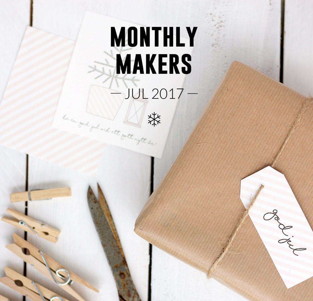 Monthly Makers Jul: etiketter och julkort (freebies)