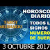 HORÓSCOPO 3 OCTUBRE 2017 Y NÚMEROS DE LA SUERTE 