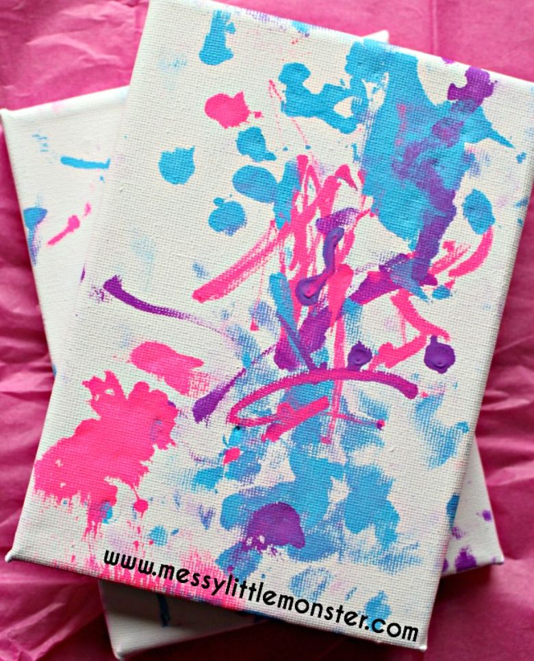 Scribble art canvas. Easy canvas painting ideas for babies and toddlers