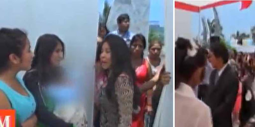 [VIDEO] "Me embarazó y se fue": Mujer irrumpe en boda con un bebé en los brazos