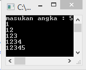 Membuat output angka berbentuk segitiga dengan bahasa C menggunakan borland c   5