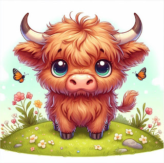 cute drawing of the highland cow