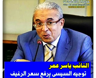  النائب ياسر عمر وكيل لجنة الخطة والموازنة  توجيه السيسى برفع سعر الرغيف لن يؤثر سلباً على المواطن