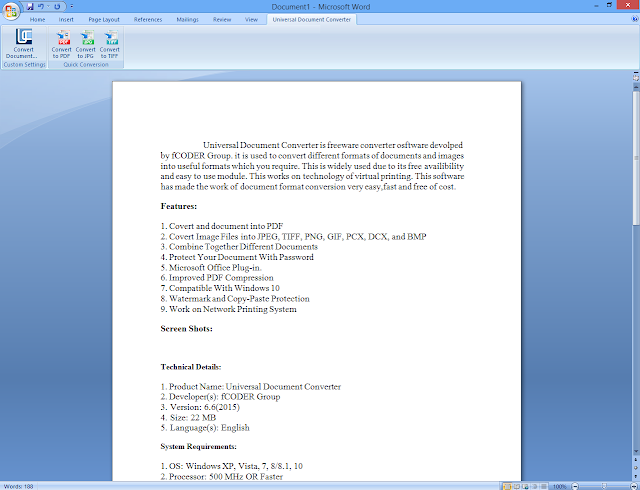 Universal Document Converter Free Download Microsoft Office Plugin