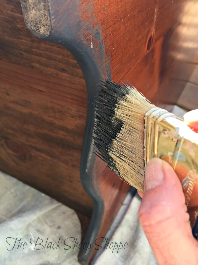 This is the easiest way to paint the bottom of the cabinet.