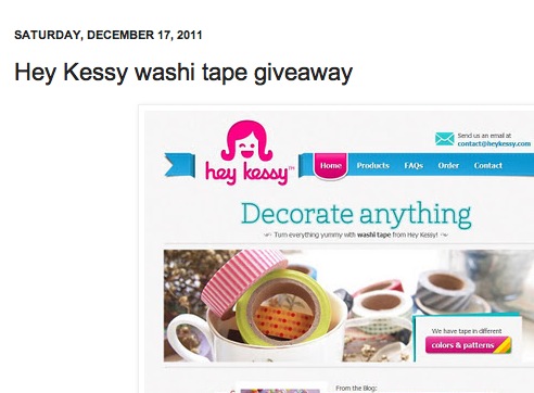 Mommy blogger pasigmom is giving away free washi tape from Hey Kessy