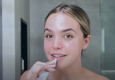 Actress Bailee Madison nighttime skincare routine peptide lip balm rhode salted caramel