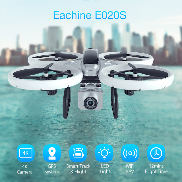 Eachine E020S GPS WIFI FPV With 4K 1080P HD Camera Smart Flight LED RC Drone Quadcopter RTF 