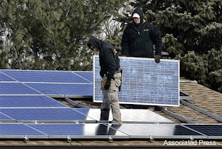 Solar panels are installed on a home in New Jersey