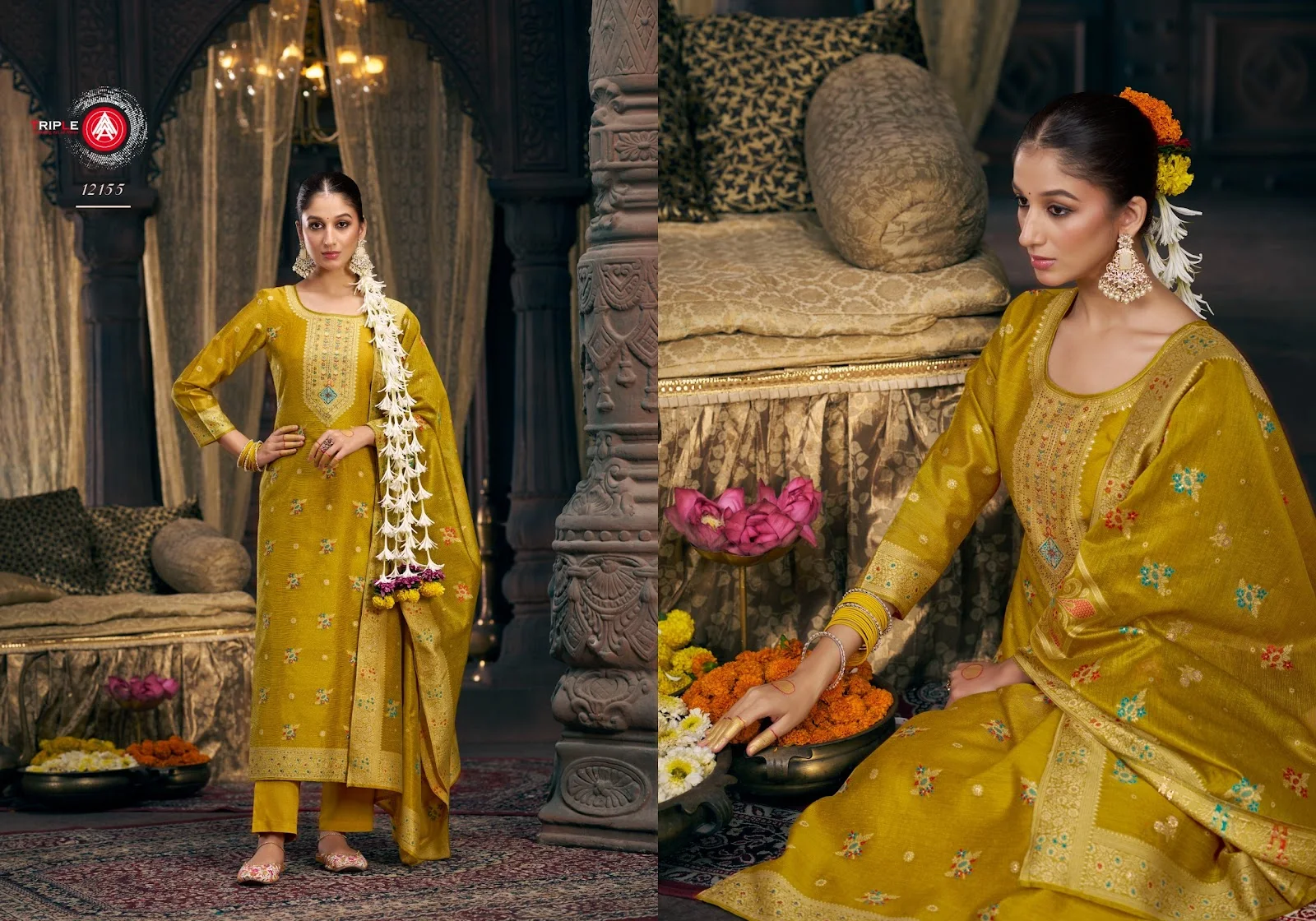 Taniya Triple Aaa Viscose Simmer Minakari Pant Style Suits