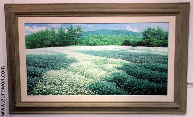 Campo de alforfón en flor, en un cuadro de un pintor coreano