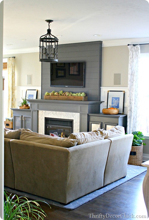 dark gray fireplace
