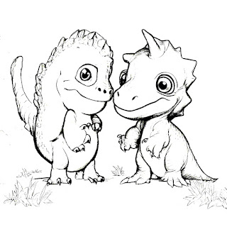 two cute dinosaurs coloring book