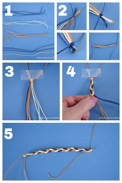 collage depicting how to make a braided wax cord bracelet