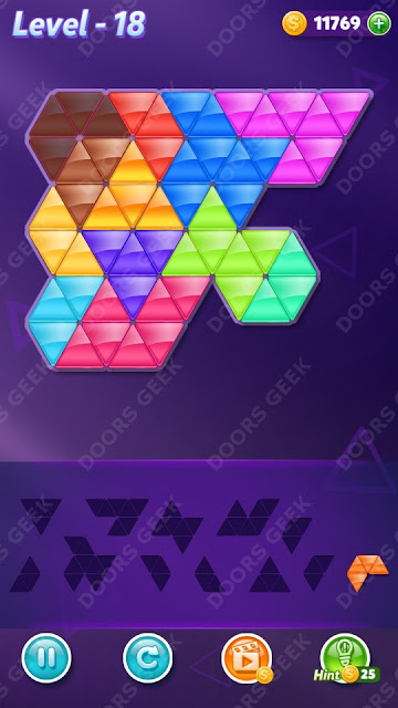 Block! Triangle Puzzle 12 Mania Level 18 Solution, Cheats, Walkthrough for Android, iPhone, iPad and iPod