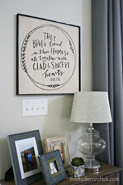 DIY framed art using a tea towel or fabric 