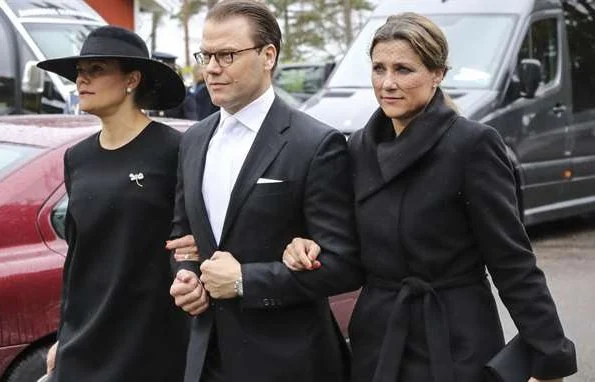 Queen Silvia, Crown Princess Victoria, Princess Benedikte, Princess Sofia and Princess Martha Louise attended the funeral of Baron Niclas Silfverschiöl at Erska Church