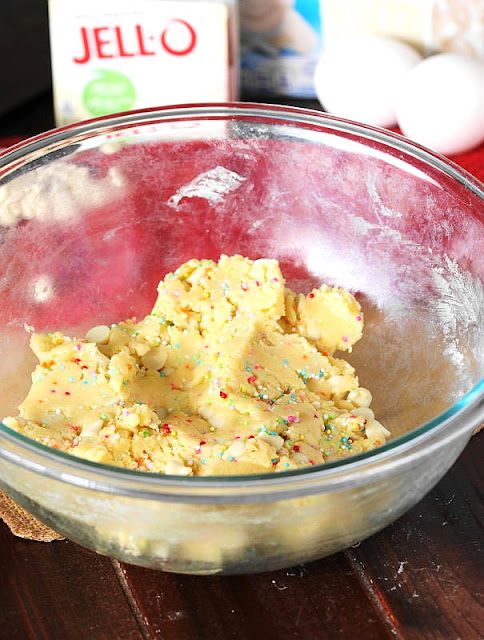 White Chocolate Funfetti Cake Mix Cookie Dough with Spring Sprinkles Image