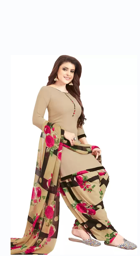 Crepe Printed Salwar Suit Material  (Unstitched)