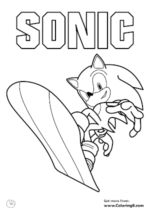 Sonic Boom surfing coloring page