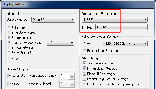 EmuCR: Snex9x with xBRZ scaler